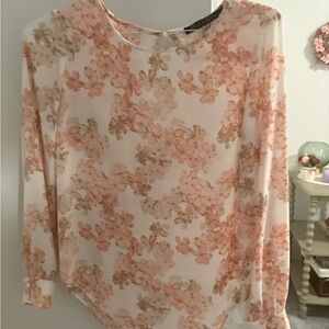 Rose & Olive Floral Print Blouse - Peach and Beige